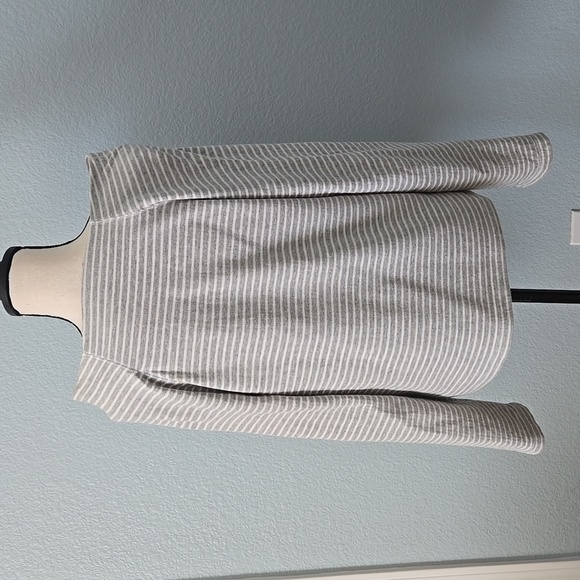 STANDARD JAMES PERSE Striped Boatneck Top Pullover Gray White Sz Large 3 Cotton - Picture 7 of 12